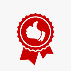 Hand Like thumb up. Best choice sign, label, icon. Vector illustration