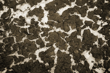 The texture of the bottom of the reservoir sand and the accumulation of silt on top. Background. Toning