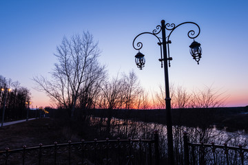 lantern on the embankment of the Vetluga river