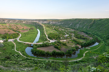 Green spring sunset landscape at Orheiul Vechi