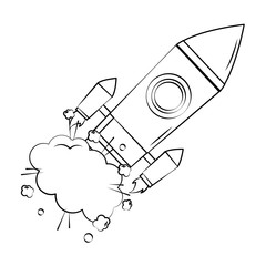 start up rocket pop art style vector illustration design