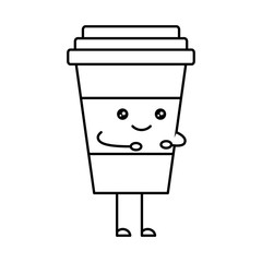 coffee drink kawaii character vector illustration design