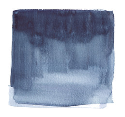 Asymmetrical dark grey square painted in watercolor on clean white background