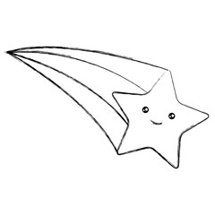 cute shooting star kawaii character vector illustration design