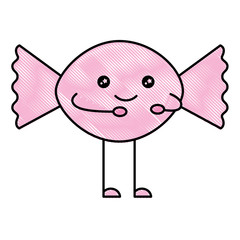 cute candy with smile kawaii character vector illustration design