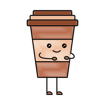 coffee drink kawaii character vector illustration design