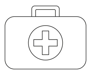 Line art black and white first aid kit