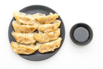 Japanese gyoza or dumplings snack with soy sauce