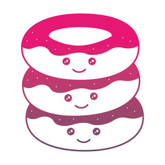 sweet dessert donuts kawaii cartoon vector illustration gradient color