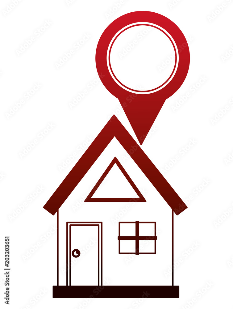 Poster navigation gps location house pin map vector illustration gradient color