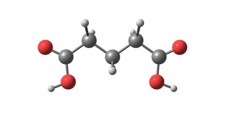 Glutaric acid molecular structure isolated on white