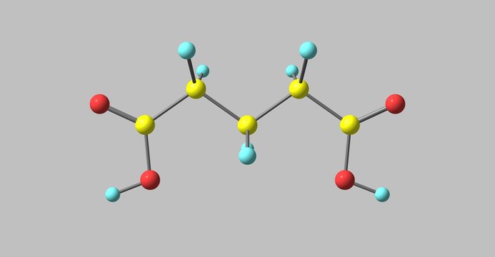 Glutaric acid molecular structure isolated on grey