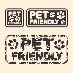 Pet friendly stamp set. Vector illustration