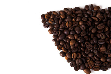 Grain of coffee, beans. White background