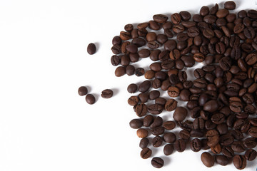 Grain of coffee, beans. White background