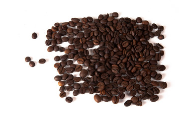 Grain of coffee, beans. White background