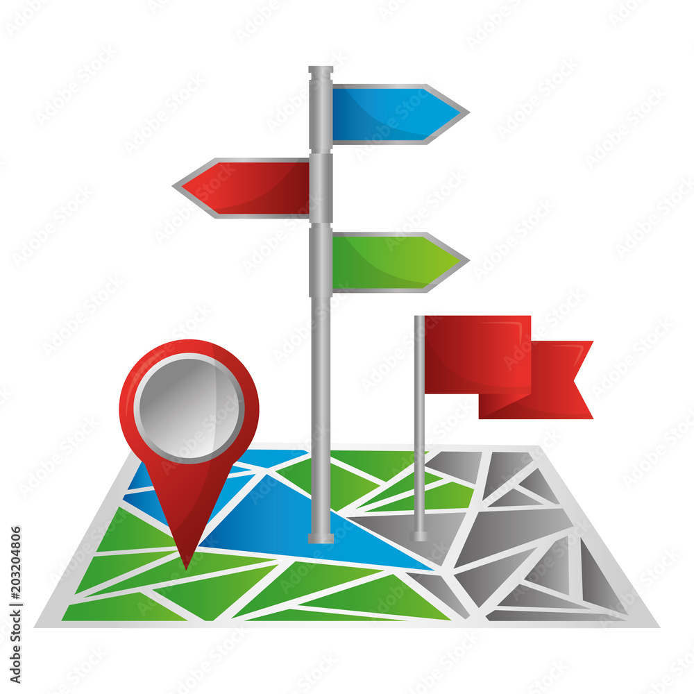 Poster map navigation gps flag pointer sign vector illustration