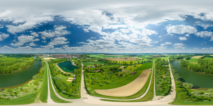 Luftbild 360° Lampertheim equirectangular Panorama
