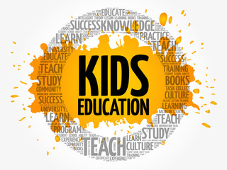 Kids Education word cloud collage, education concept background