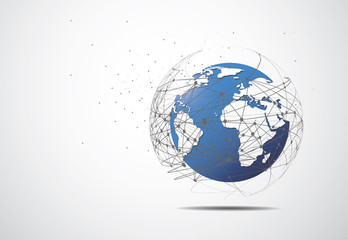 Global network connection. World map point and line composition concept of global business. Vector Illustration