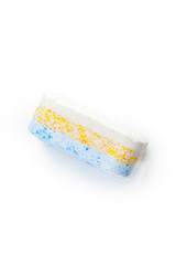 Dishwasher tablets on a white background