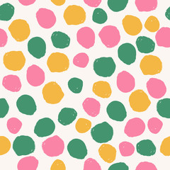 Colorful brush dots seamless pattern. Summer background