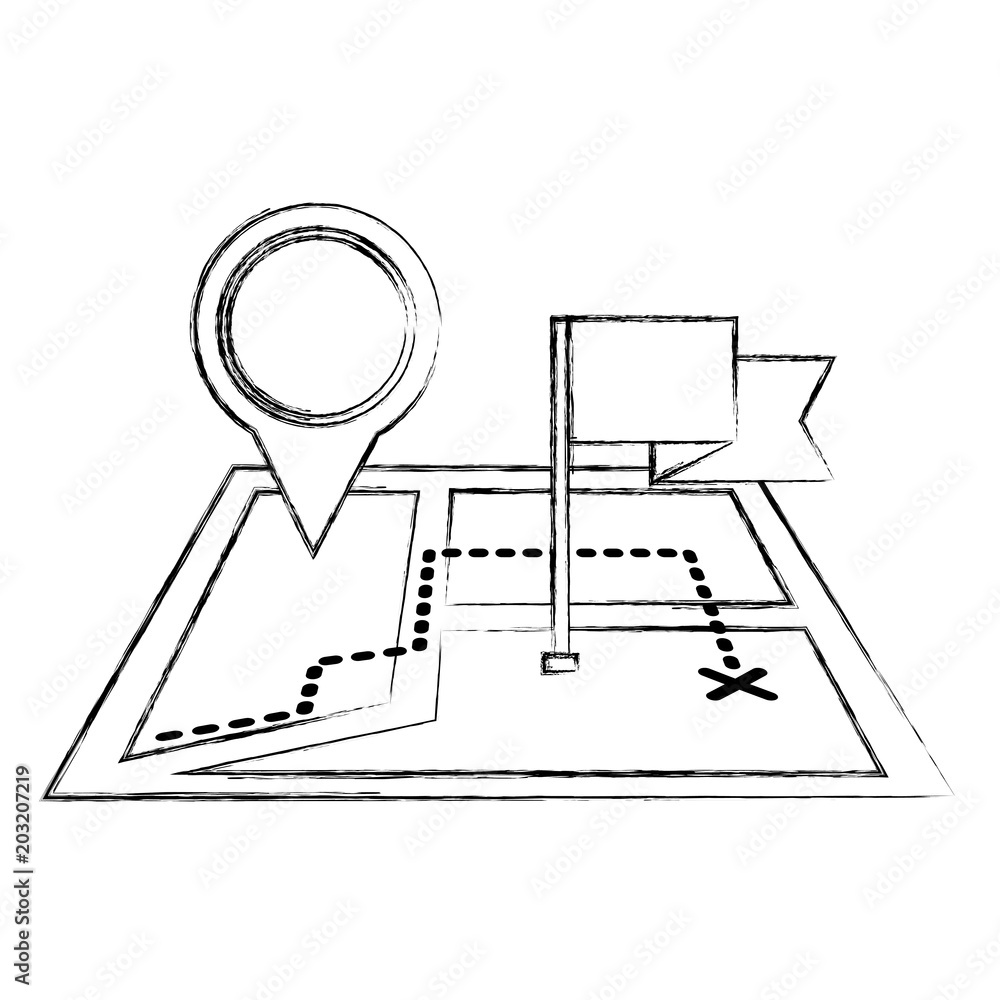 Poster gps navigation flag pointer city place mark vector illustration