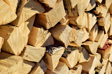 The pile of firewood close-up