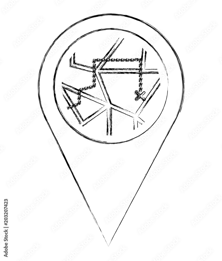 Poster gps navigation pin with map icon vector illustration