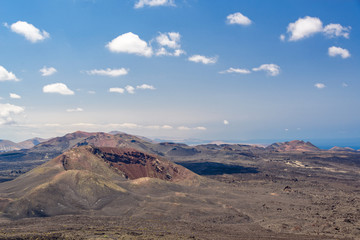 Volcanic landscape of Timanfaya National Park in Lanzarote, Canary Islands, Spain