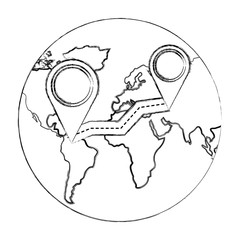 world map route travel finding gps navigation vector illustration