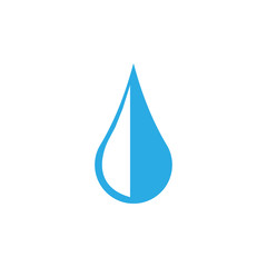 Water drop icon. Vector illustration, flat design. Blue on white background.