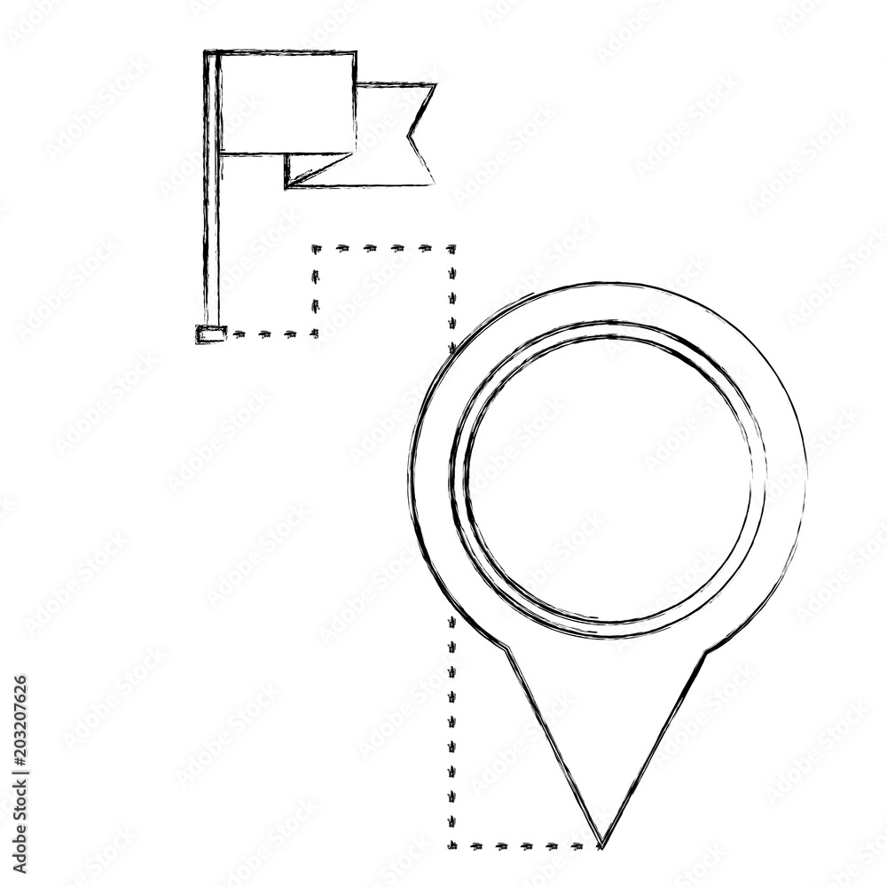 Poster gps navigation flag and pin map route vector illustration