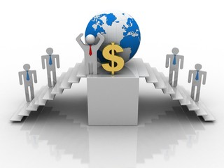 3d illustration Business Network with dollar 