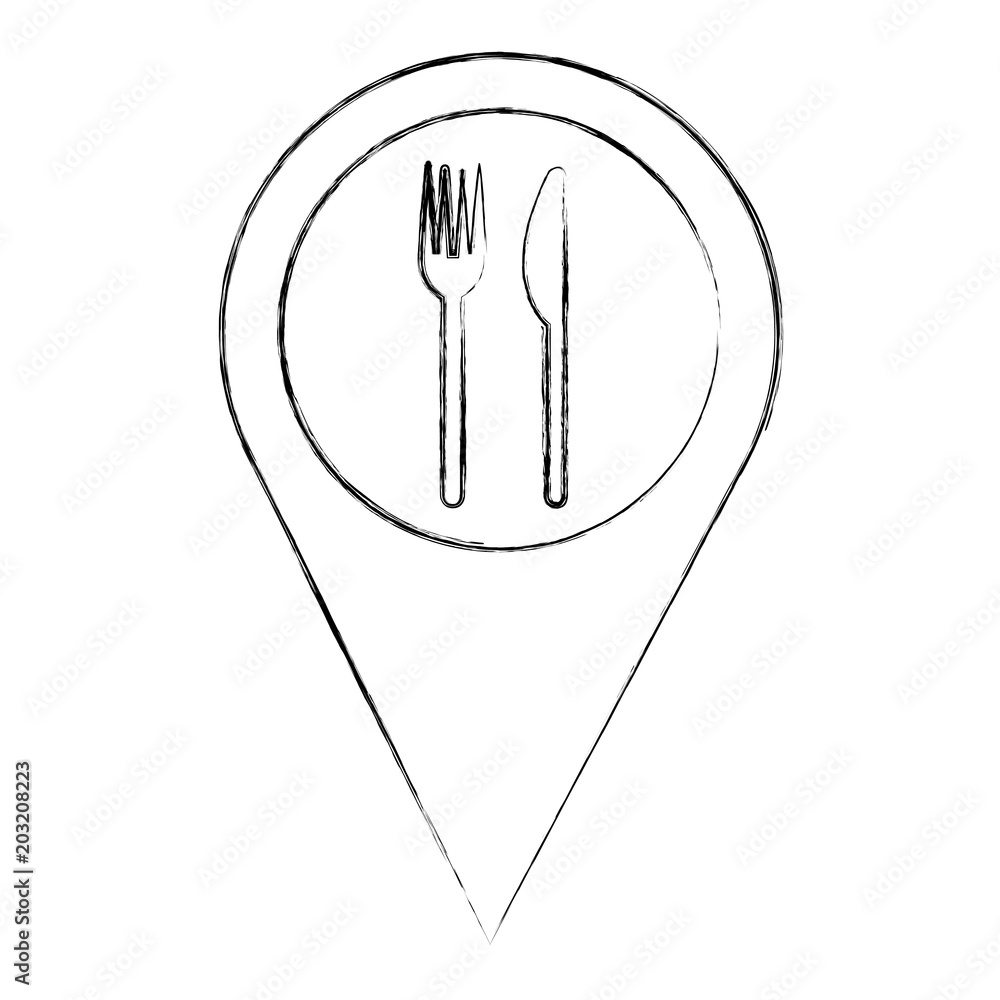 Poster gps navigation pointer map restaurant symbol vector illustration