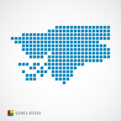 Fototapeta na wymiar Guinea Bissau map and flag icon