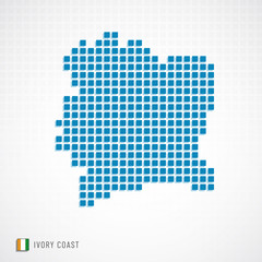 Fototapeta na wymiar Ivory coast map and flag icon