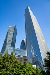 A low angle view of commercial building in Guangzhou, China,