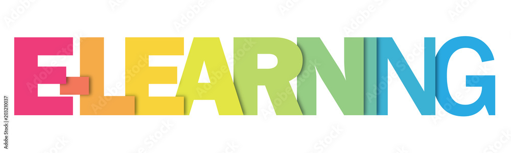 Poster e-learning colourful letters icon