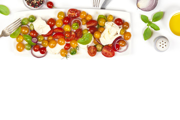 Caprese salad on white background