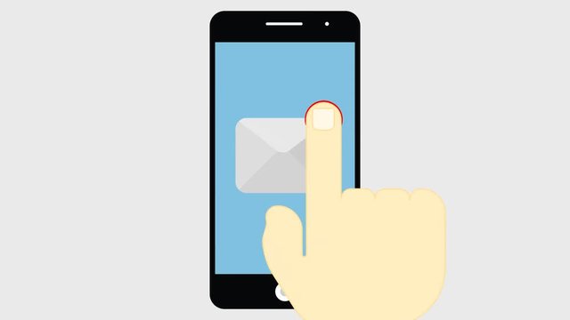 Deleting spam concept mobile phone screen. 2D animation in the cartoon style, there is an alpha channel, 24 frames per second