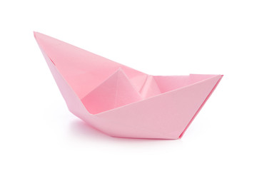 origami paper boat isolated on white background