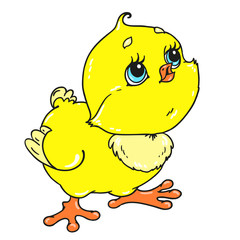 Cute cartoon character chick. Vector isolated on white background.