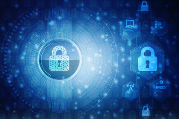 2d illustration Safety concept: Closed Padlock on digital background
