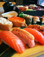 Sushi dish at japanese restaurant.