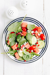 Fruit and vegetable salad in plate
