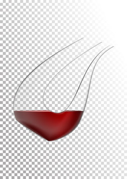 Vector illustration in photorealistic style. The image of a realistic glass transparent decanter for wine on a transparent background. Object to enrich the saturation of wine with oxygen. Serving wine