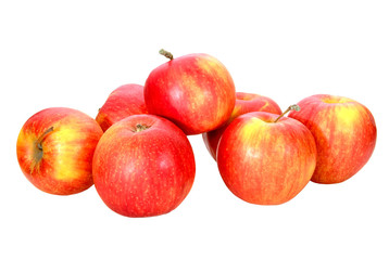  ripe red apples on a white background