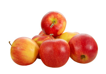 ripe red apples on a white background