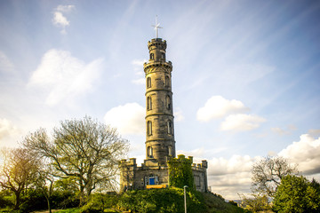Nelson Monument on Calton Hill in Edinburgh, Scotland, UK